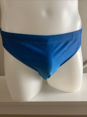 Men's Solid Blue Swim Briefs – Streamlined Performance